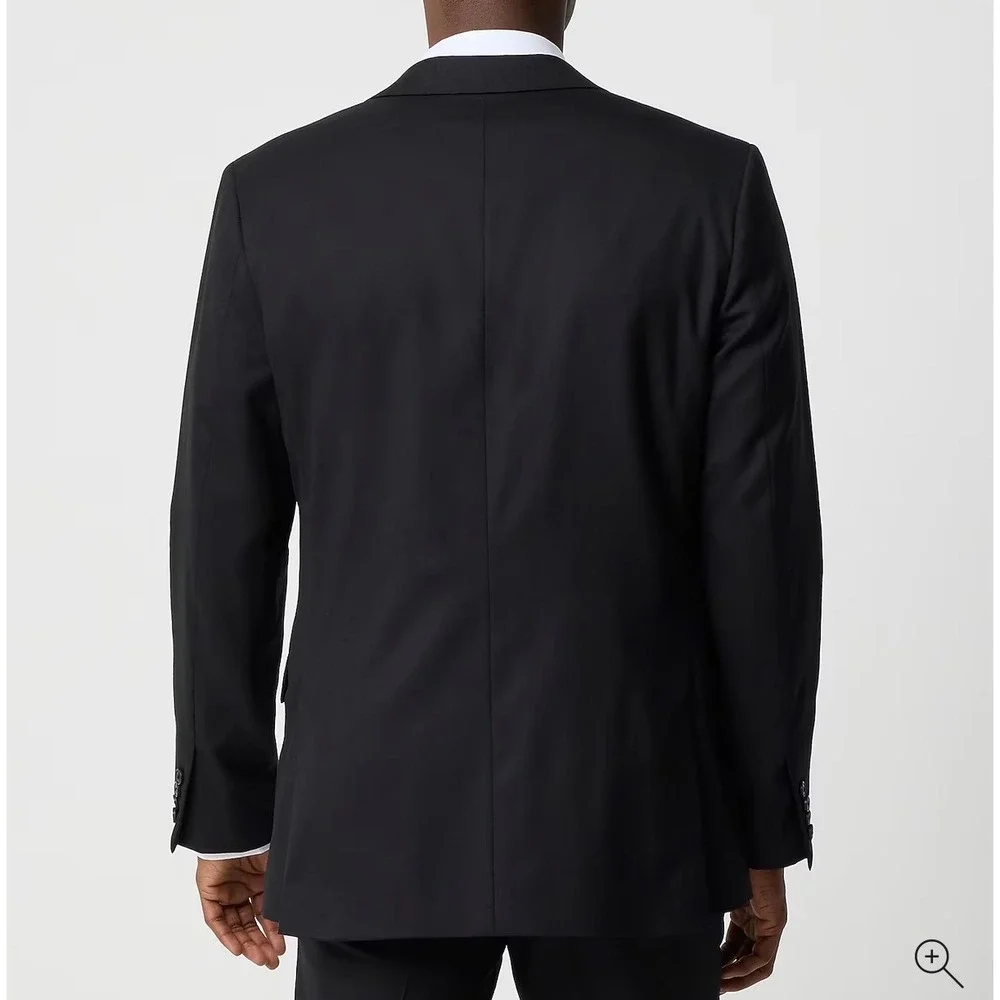 J.Crew Men 40R Thompson Slim Fit Suit Jacket Black Worsted Wool Blazer CF871 NEW